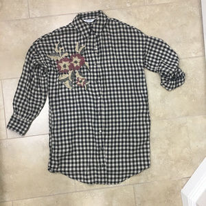 Women's oversized flannel shirt dress with Pockets